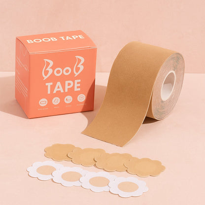 Boob Tape with Nipple Covers: Cotton, Breathable, Lift & Support (5m, 10 Pairs) signaturekarts