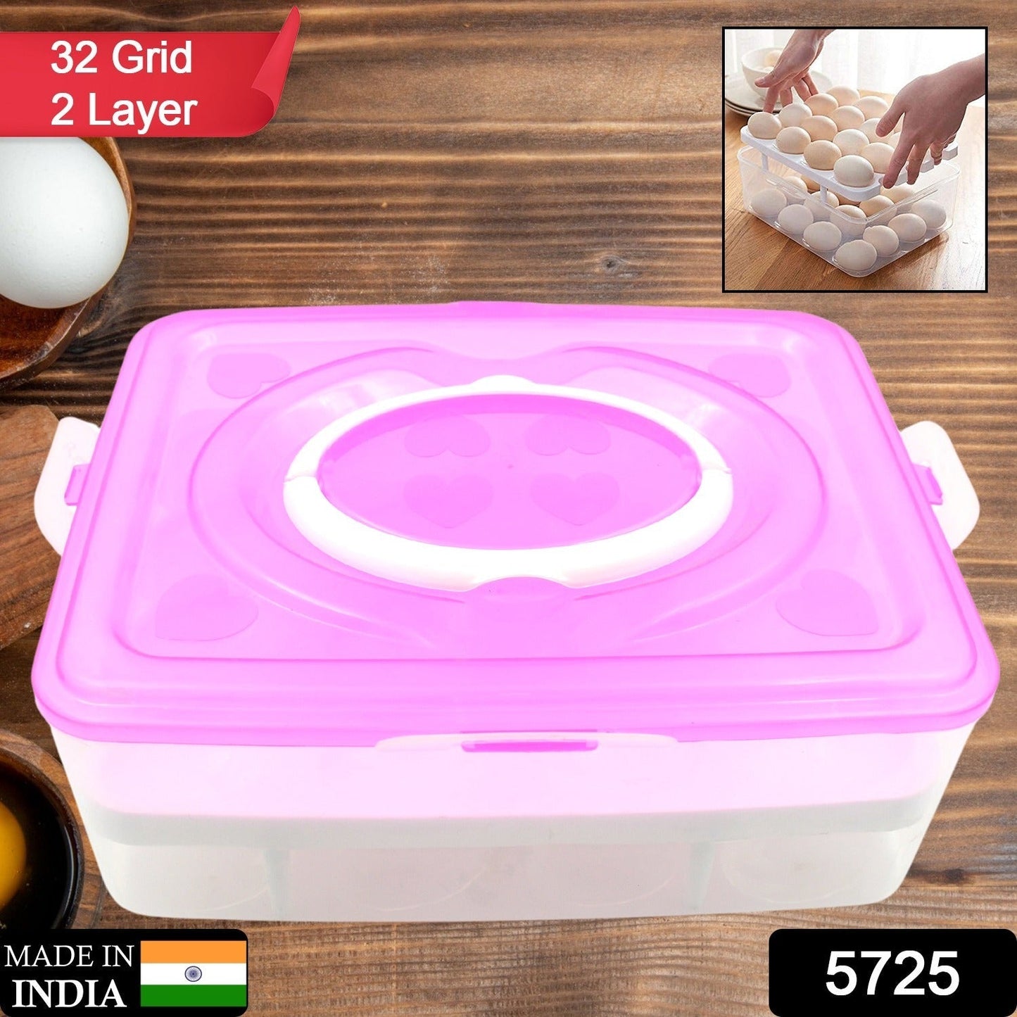 2 Layer 32 Grid Egg Tray with Lid Carrier Holder1 Pc signaturekarts