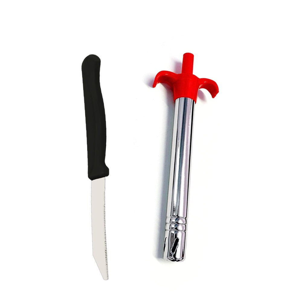 Stainless Steel Electronic Gas Lighter and Knife (2 in 1) signaturekarts