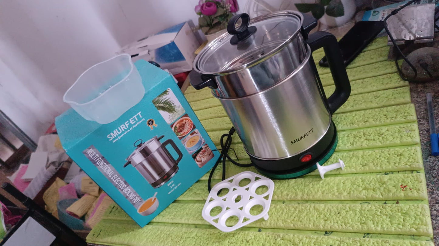 Soup Pot with Lid, Stainless Steel Multi Cooker Kettle (800W / 2.5 Ltr.) Signaturekarts