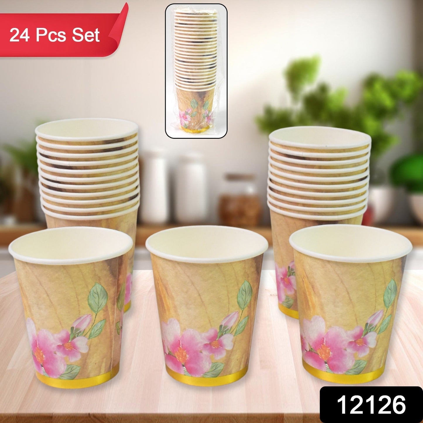Disposable Paper Cups, Disposable Tea, Coffee Cups (24 Pcs Set / Mix Color & Design) Signaturekarts