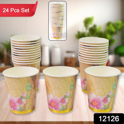 Disposable Paper Cups, Disposable Tea, Coffee Cups (24 Pcs Set / Mix Color & Design) Signaturekarts