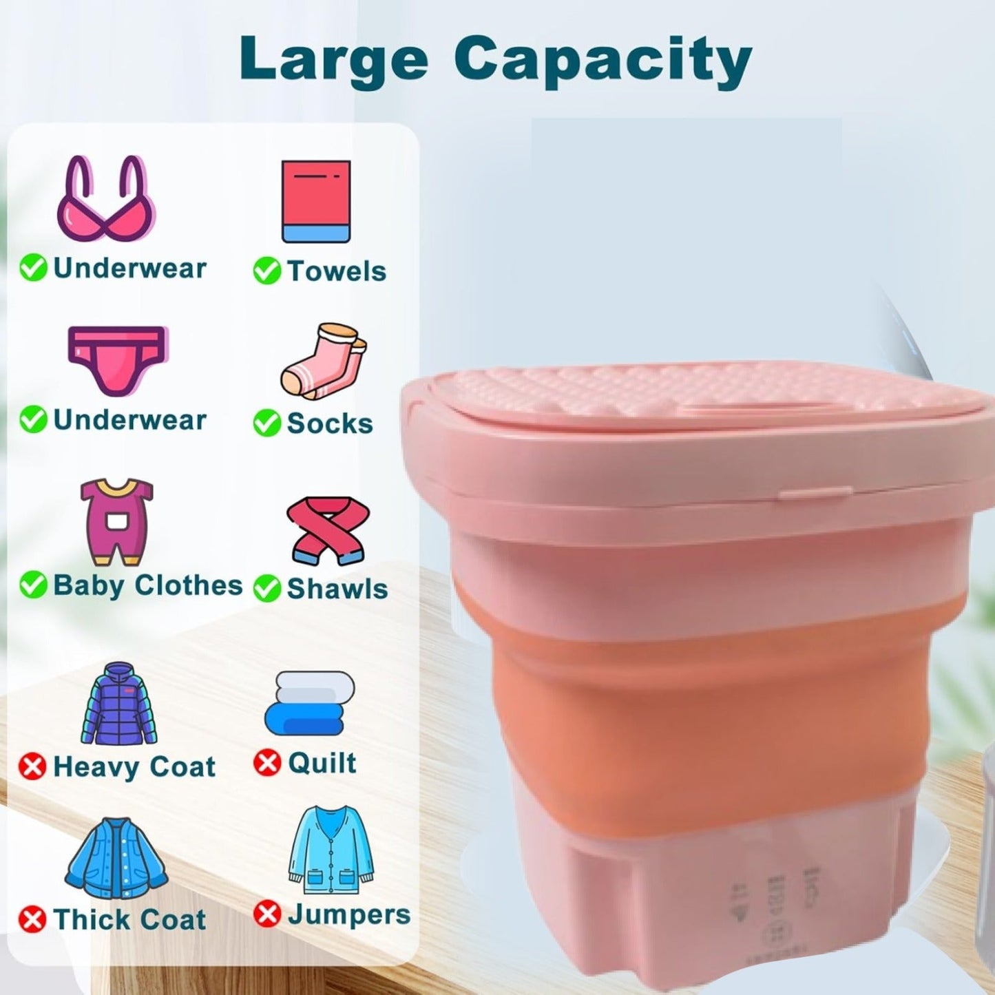 Portable Washing Machine, Foldable Washer and Dryer Combo (1 Set / Mix Color) Signaturekarts