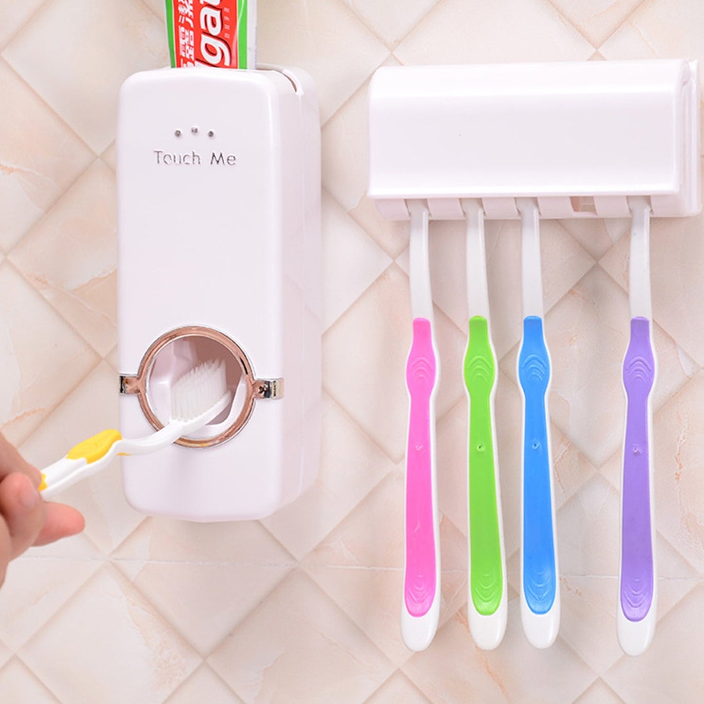 Toothpaste Dispenser & Tooth Brush Holder signaturekarts