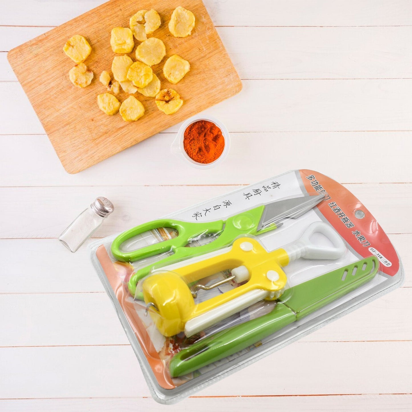 Multifunction Kitchen Tool Set – Stainless Steel & Plastic Knife and Scissors signaturekarts