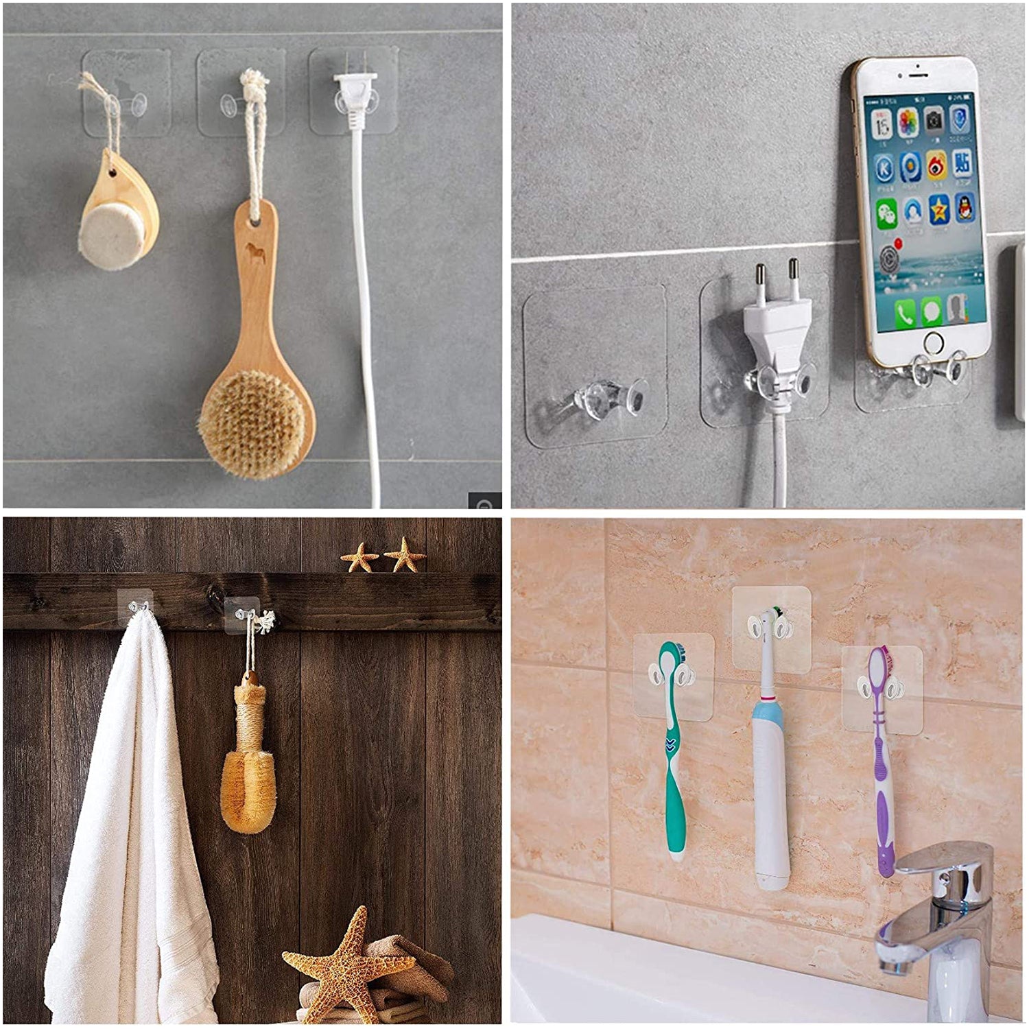 Transparent Multi-Function Wall Storage Hooks signaturekarts