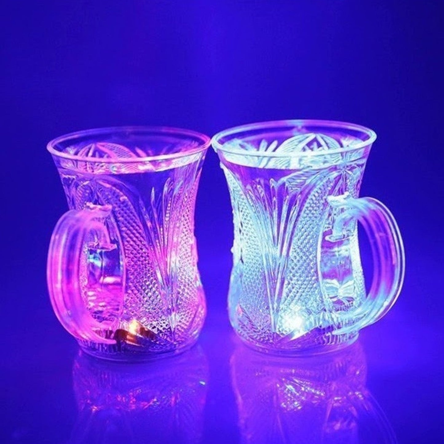 LED Light-Up Party Cups - Flashing Water-Activated Drinking Glasses Handle (2-Piece) signaturekarts