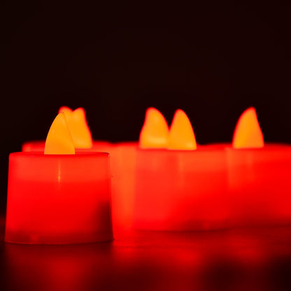 Red LED Tealights Smokeless Flameless Candles for Home Decor, Diwali (24 Pcs) signaturekarts