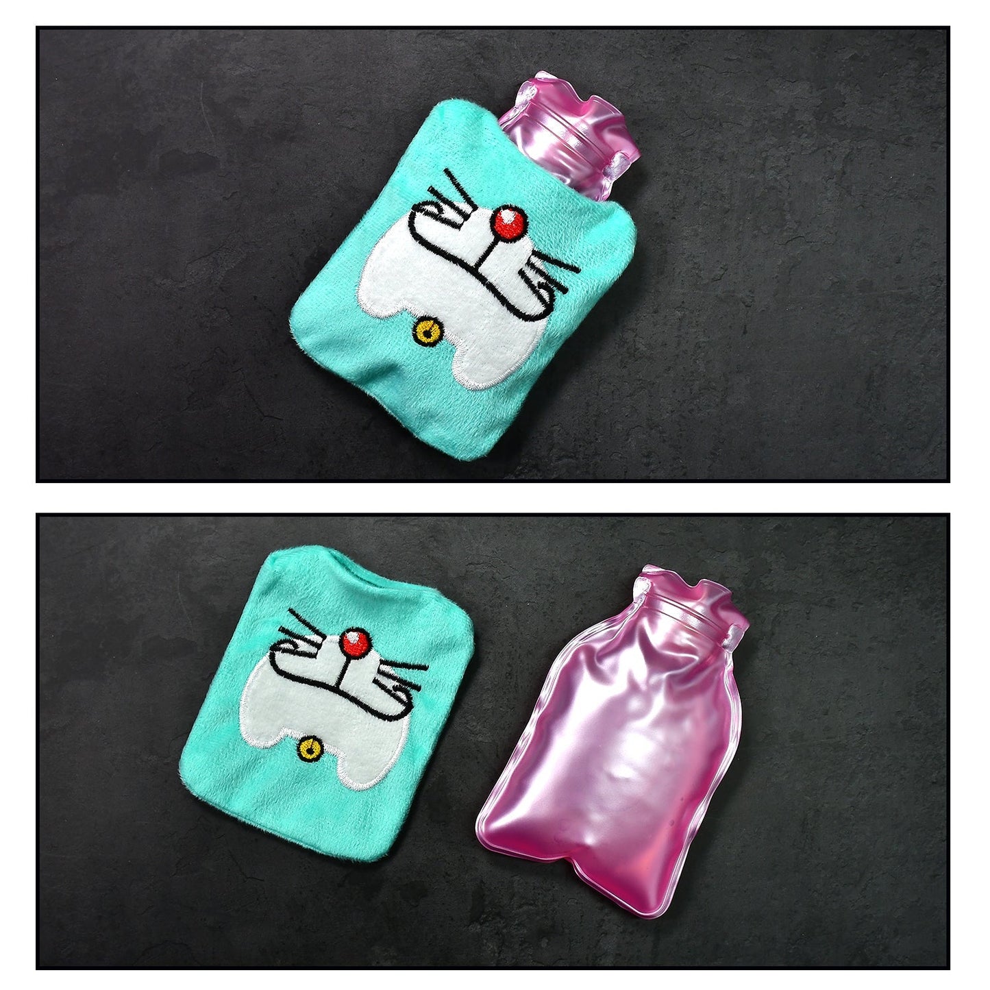Doremon Cartoon Small Hot Water Bag with Cover for Pain Relief signaturekarts