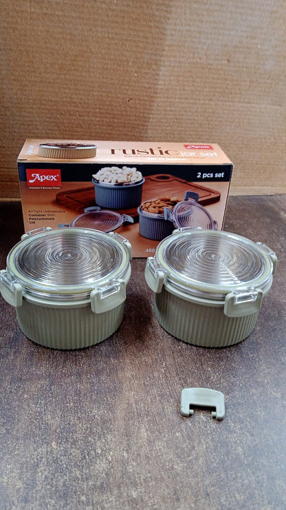 Apex Rustic Jar Set – 2 Pcs, 450ml Each Approx Signature Kart