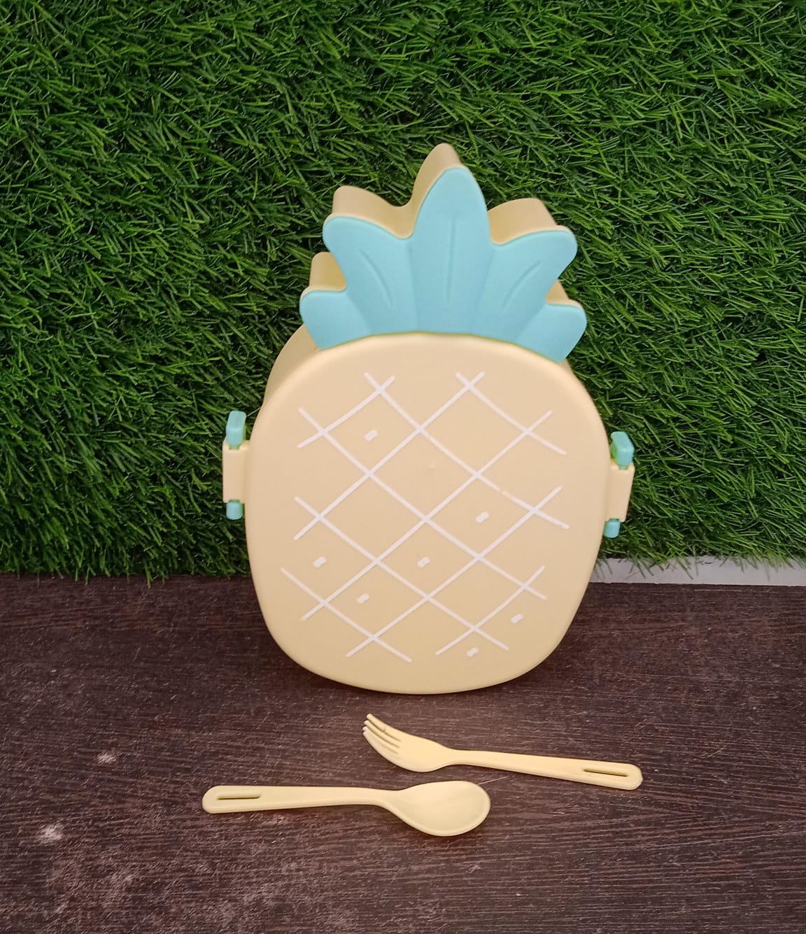 Kids Lunch Box Cute Pineapple Shaped Bento Box with Fork Spoon  Office Lunch Box (1 Pc ) signaturekarts