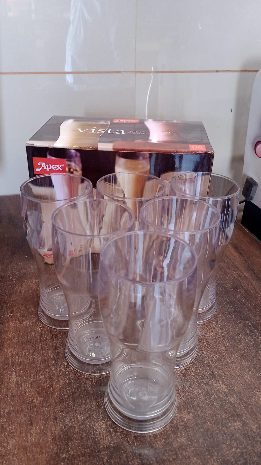 Apex Vista Unbreakable Pitcher Glass Set – 350 ML (Approx) | 6-Piece Signature kart