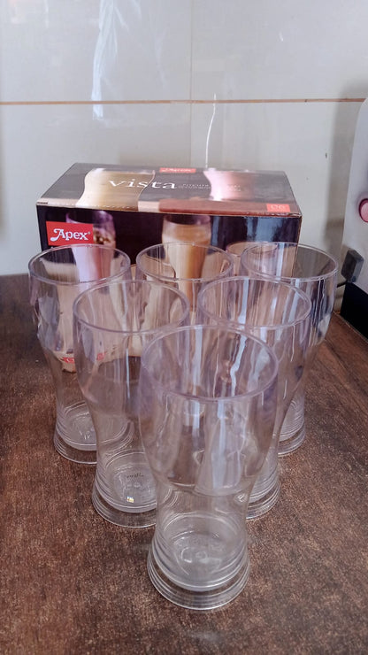 Apex Vista Unbreakable Pitcher Glass Set – 350 ML (Approx) | 6-Piece Signature kart