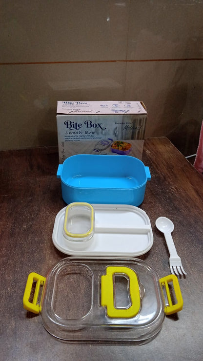 Durable Plastic Lunch box for Kids With 2 in 1 Spoon, Fork (1 Pc) Signaturekarts