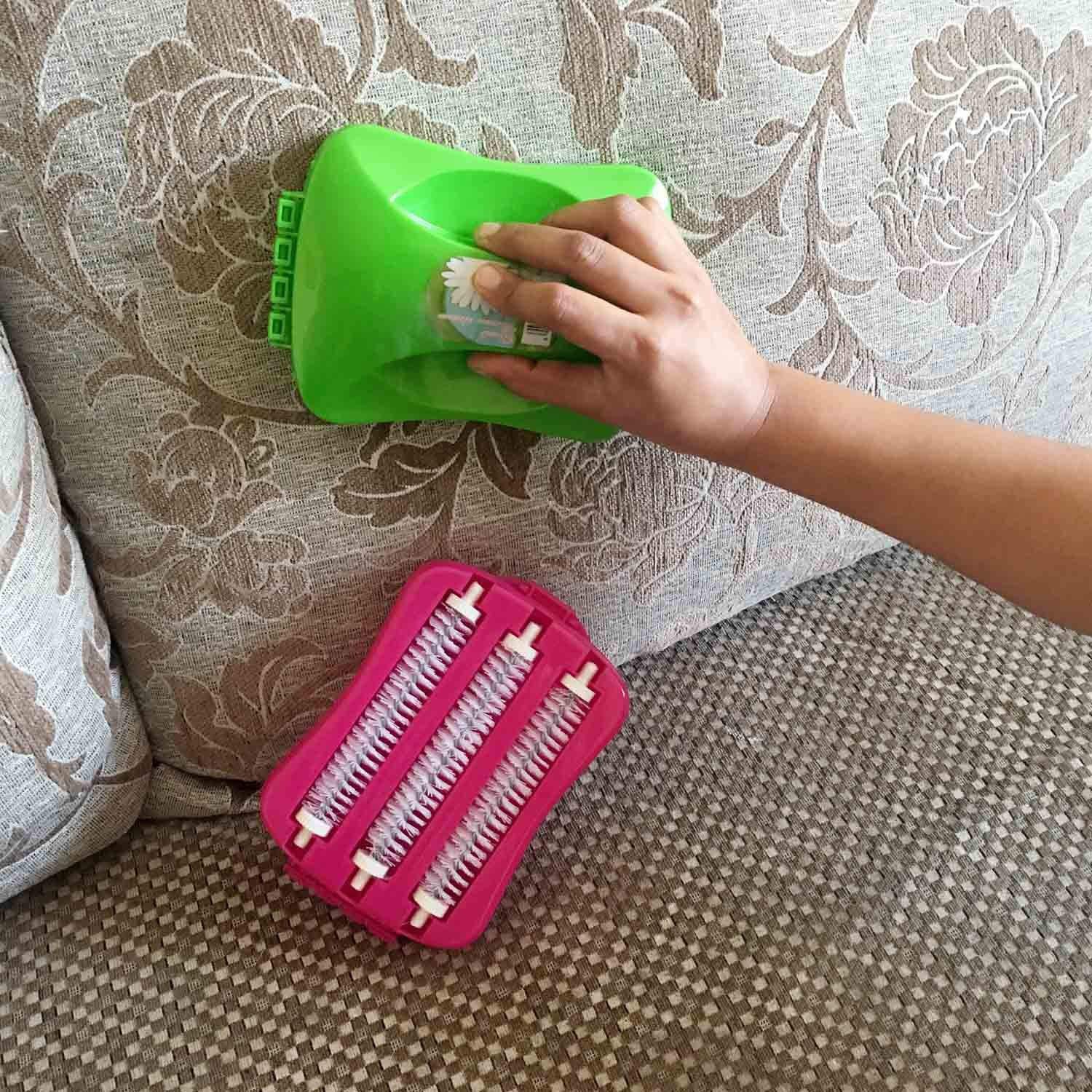 Plastic Handheld Carpet Roller Brush Cleaning with Dust Crumb Collector, Wet, and Dry Brush signaturekarts