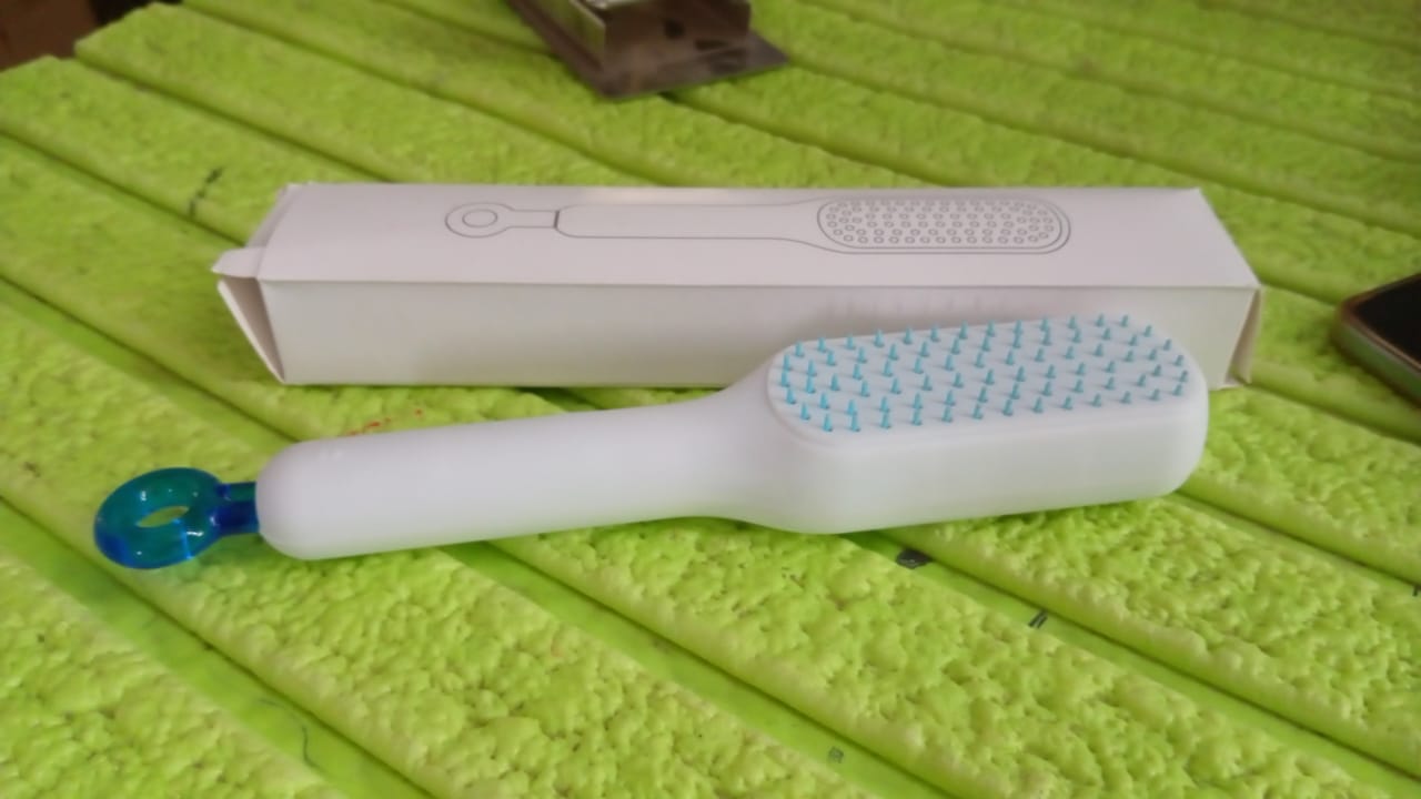 Self-Cleaning Hairbrush, Massage Comb (1 Pc / With Box), Hair accessories signaturekarts