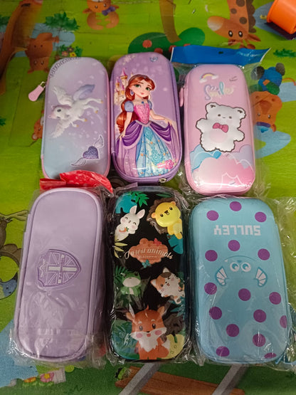 3D Cartoon Zipper Compass Box, Pencil Box (1 Pc / Mix Design) Signaturekarts