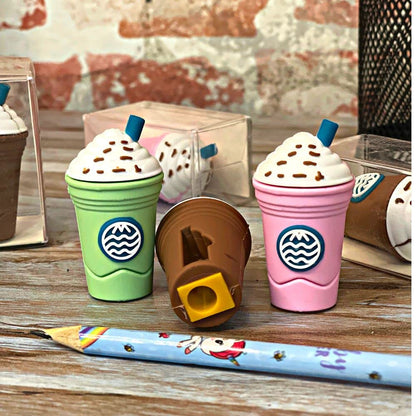 2In1 3D Cute Coffee Or Ice cream Shape sharpner Like Rotary Manual Pencil Sharpener for Kids  Ice Cream Style Office School Supplies, Back to School Gift for Students,Kids Educational Stationary kit, B'Day Return Gift (1 Pc) signaturekarts