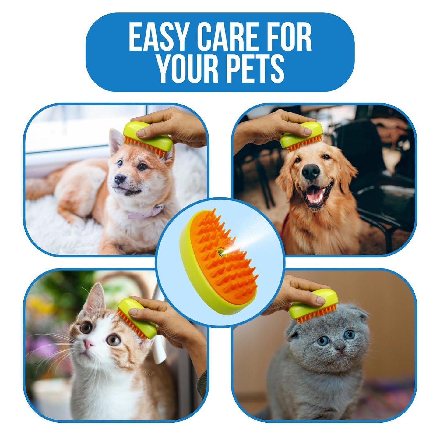 3-in-1 Cat Steamy Brush – Self-Cleaning Pet Grooming & Hair Removal Comb signaturekarts