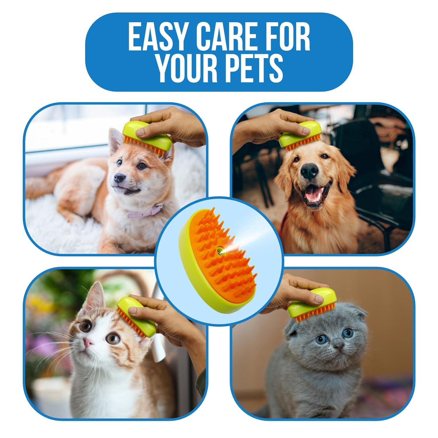 3-in-1 Cat Steamy Brush – Self-Cleaning Pet Grooming & Hair Removal Comb signaturekarts