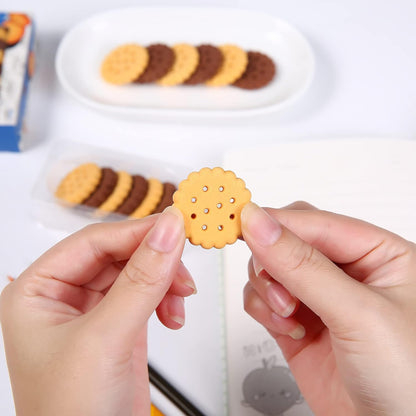 Biscuit-Shaped Erasers – Fun Rubber Stationery for Kids (6 Pcs Set) signaturekarts