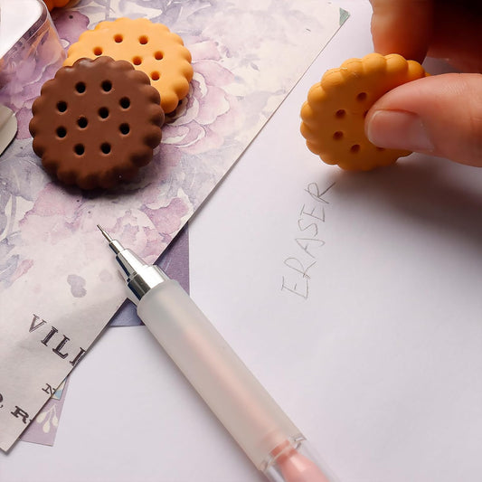 Biscuit-Shaped Erasers – Fun Rubber Stationery for Kids (6 Pcs Set) signaturekarts