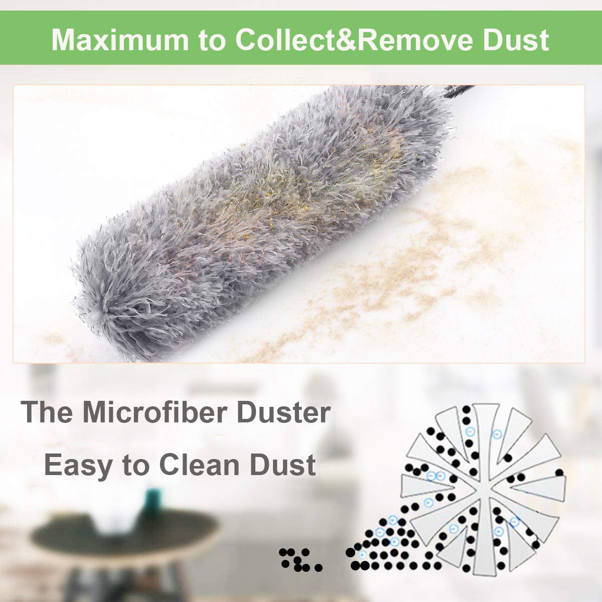 Microfiber Dusters for Cleaning, Telescoping Feather Duster with 100 inches Extendable Handle Pole, Dusting Cleaning Tools for Cleaning High Ceiling, Ceiling Fan, Blinds, Cobwebs, Furniture, Cars Signaturekarts