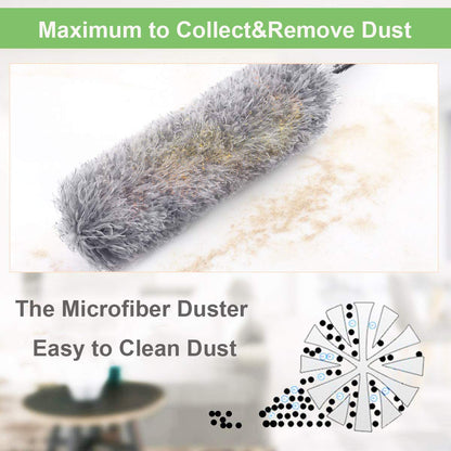 Microfiber Dusters for Cleaning, Telescoping Feather Duster with 100 inches Extendable Handle Pole, Dusting Cleaning Tools for Cleaning High Ceiling, Ceiling Fan, Blinds, Cobwebs, Furniture, Cars Signaturekarts