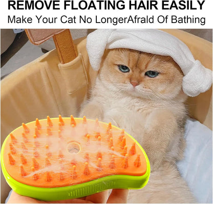 3-in-1 Cat Steamy Brush – Self-Cleaning Pet Grooming & Hair Removal Comb signaturekarts