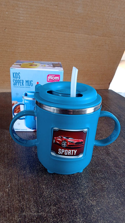 Supermom Kids Sporty Sipper Mug with Straw and Dual Handles Approx 300ml (1 Pc) Signature Kart