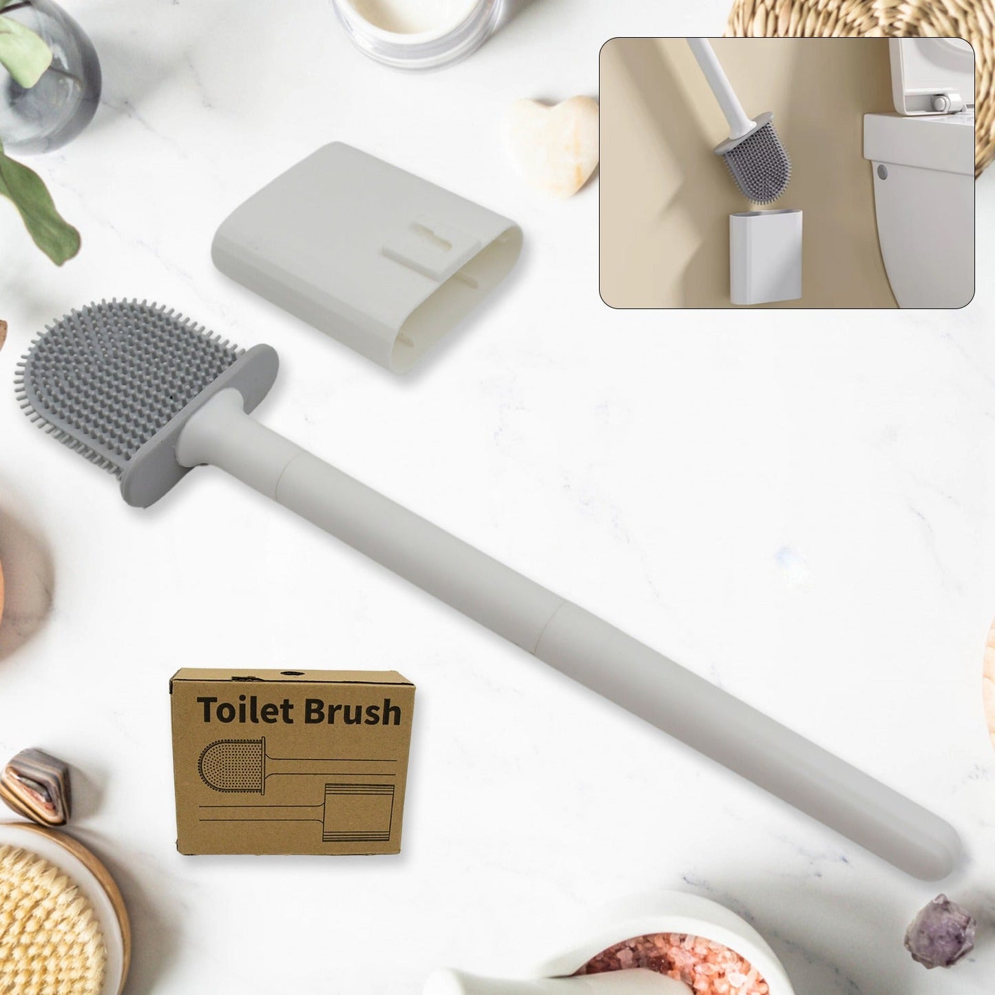Portable Silicone Toilet Brush – Wall-Mounted, Anti-Drip Cleaner with Non-Slip Handle Signaturekarts