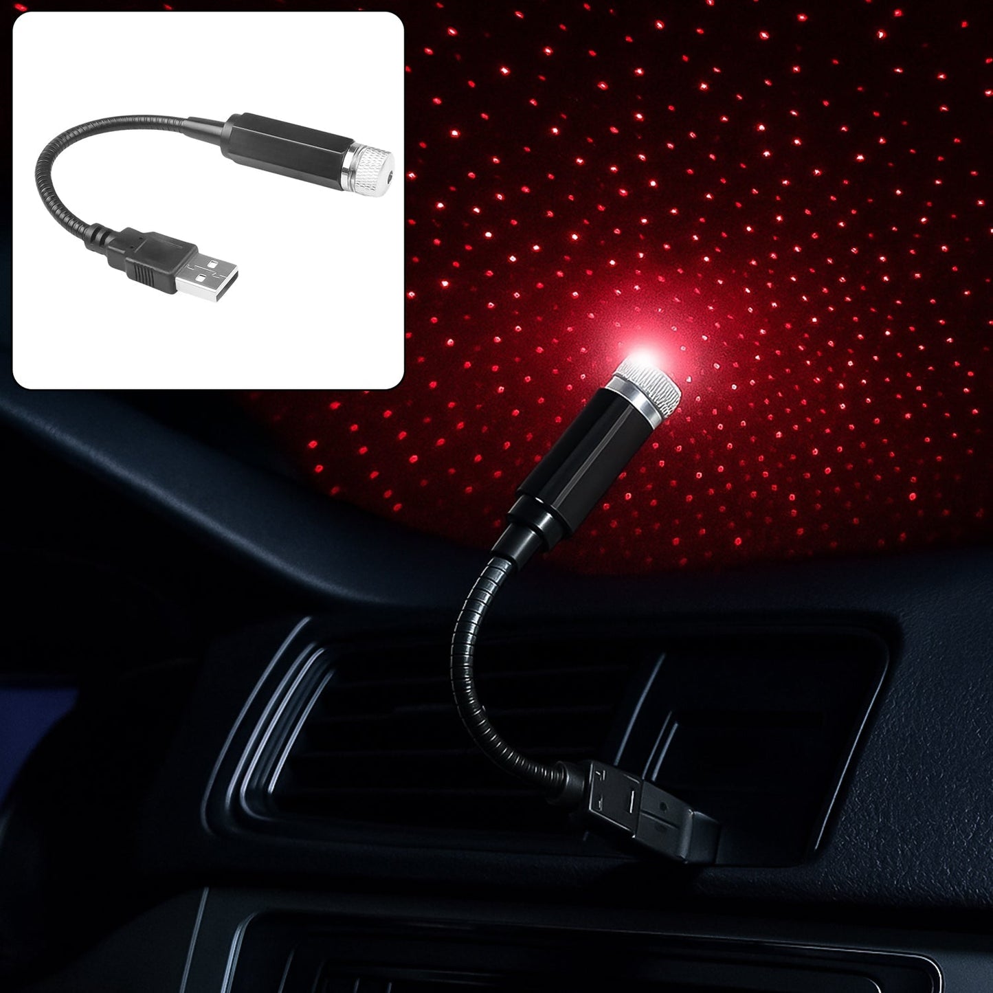 USB Star Projector – Adjustable Night Light for Home & Car Signature Kart