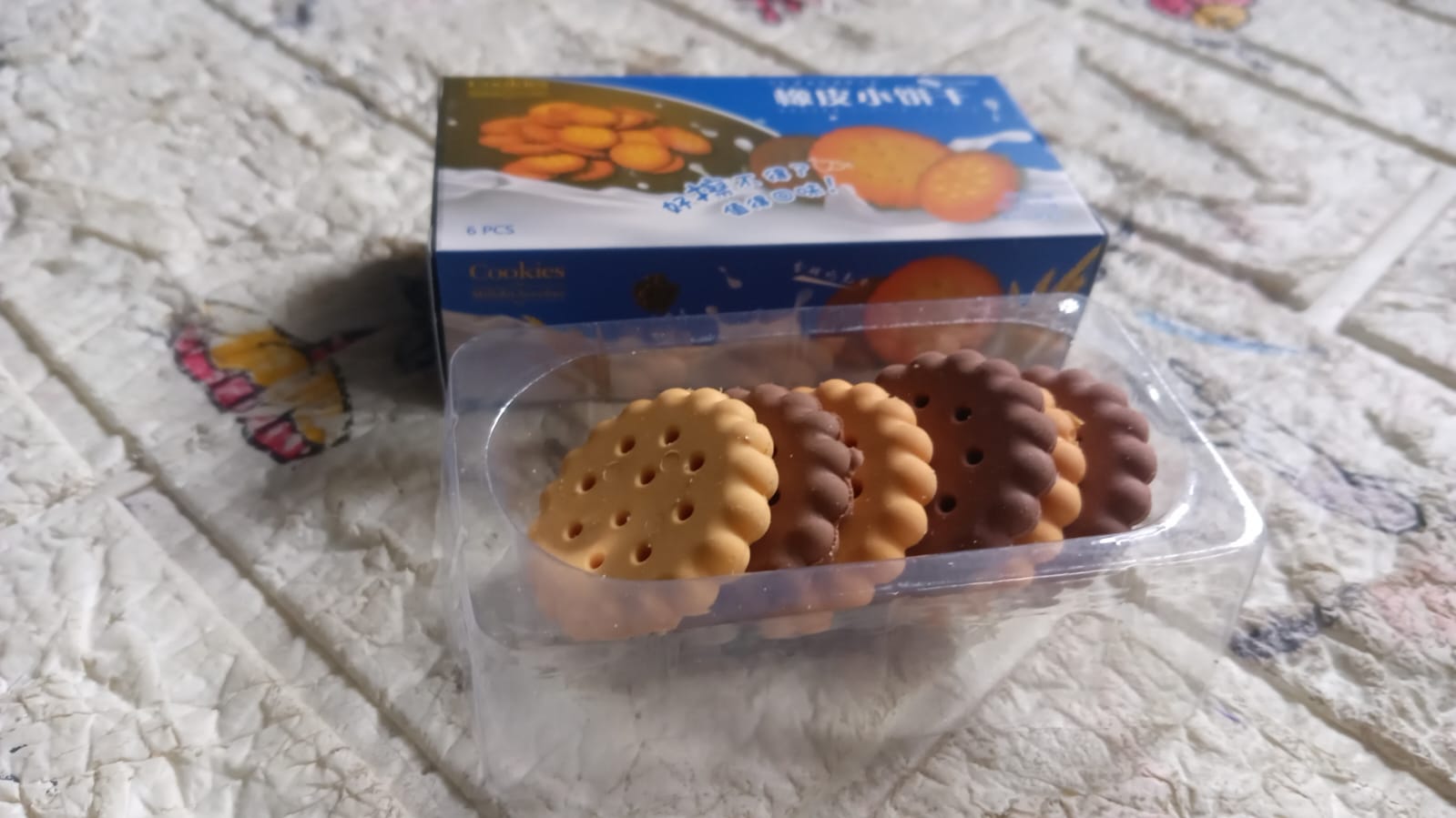 Biscuit-Shaped Erasers – Fun Rubber Stationery for Kids (6 Pcs Set) signaturekarts