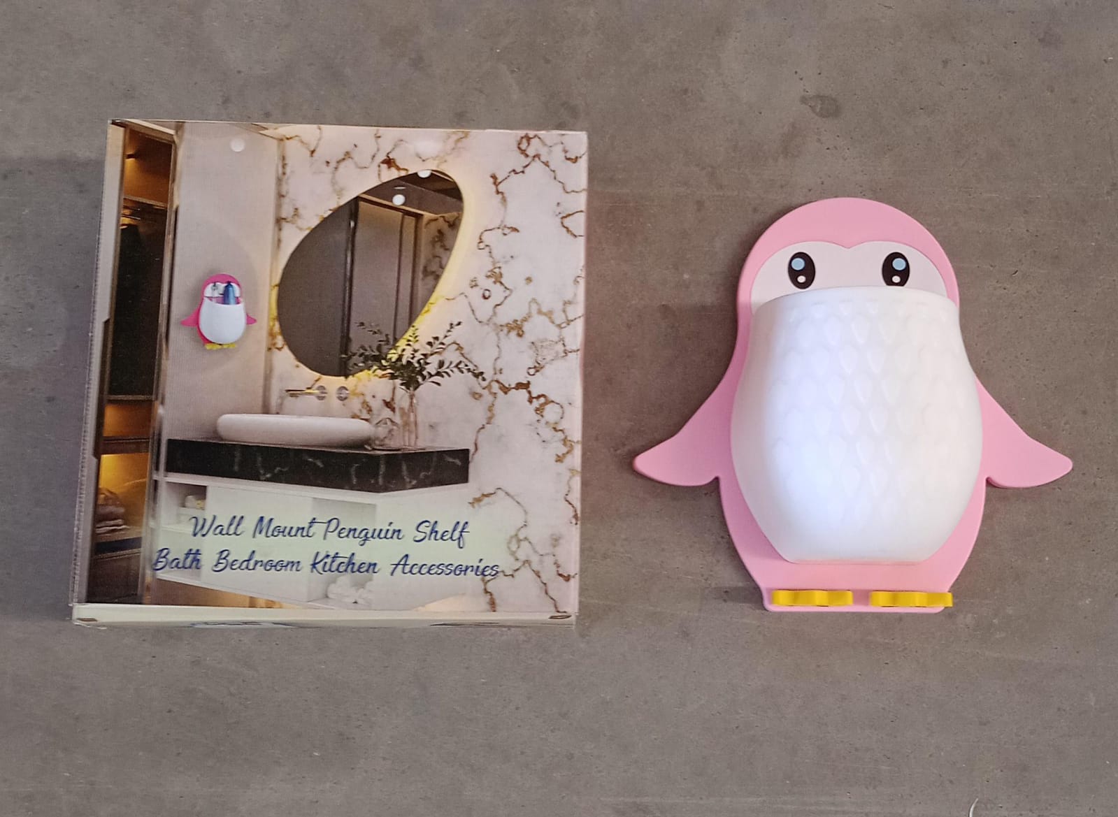 Penguin Storage Box, Wall Nightstand, Office Plastic Wall Mount signaturekarts