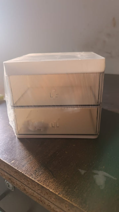 2 Layer 5 Compartment Desk Organizer with Transparent Drawer (1 Pc / 15×13×11 Cm) Signaturekarts