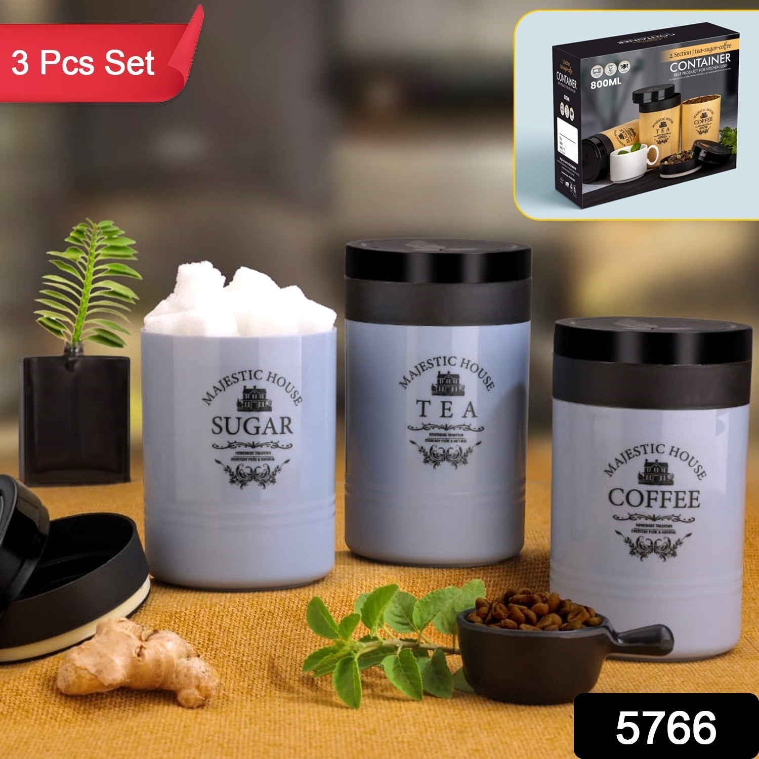 Airtight Containers – For Tea, Coffee, Sugar & More (3 Pcs Set) Signaturekarts