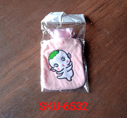 Pink Cartoon Small Hot Water Bag with Cover for Pain Relief signaturekarts
