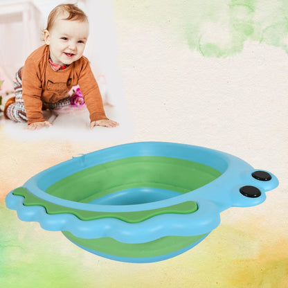 Frog Shape Foldable Baby Wash Basin – Space-Saving Face Washing Tub (33×31cm) signaturekarts