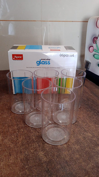 Apex Everyday Plastic Glass Set – 6 Pieces Lightweight & Unbreakable Signature kart