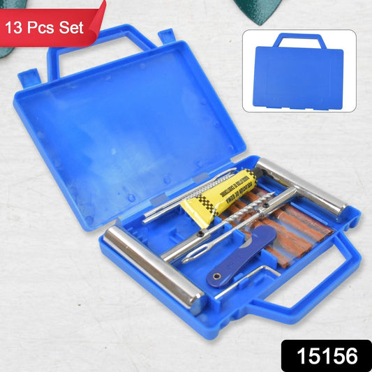 Portable Tire Repair Kit Tyre Repairing Tool Set with Box (13 Pcs Set) Signaturekarts