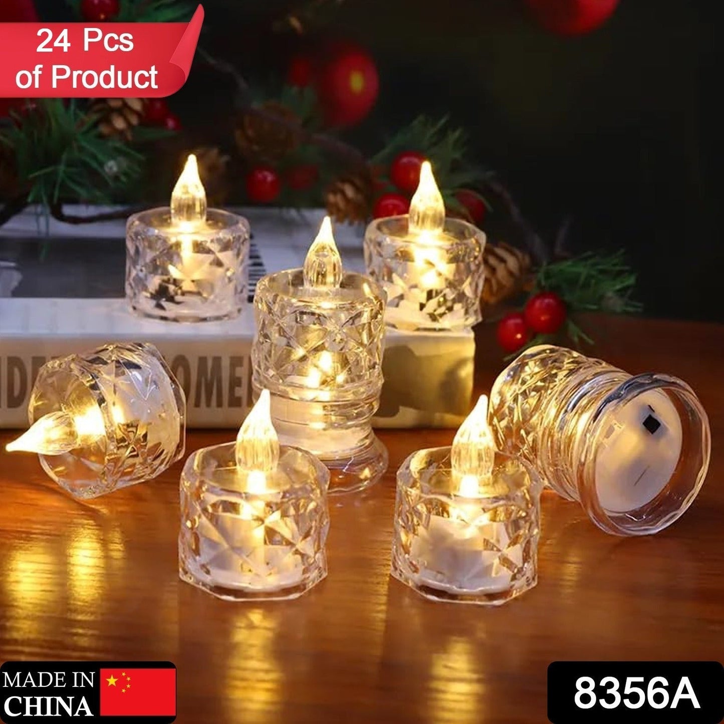 Flameless Acrylic LED Tealight Candles for Festival Decor (24 Pc) signaturekarts