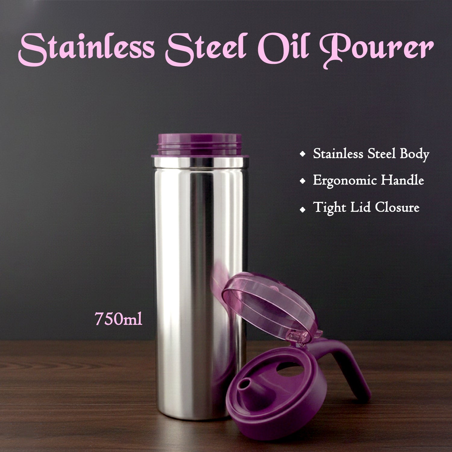 Apex 750ml Approx. Stainless Steel Oil Pourer (1 Pc) signaturekarts