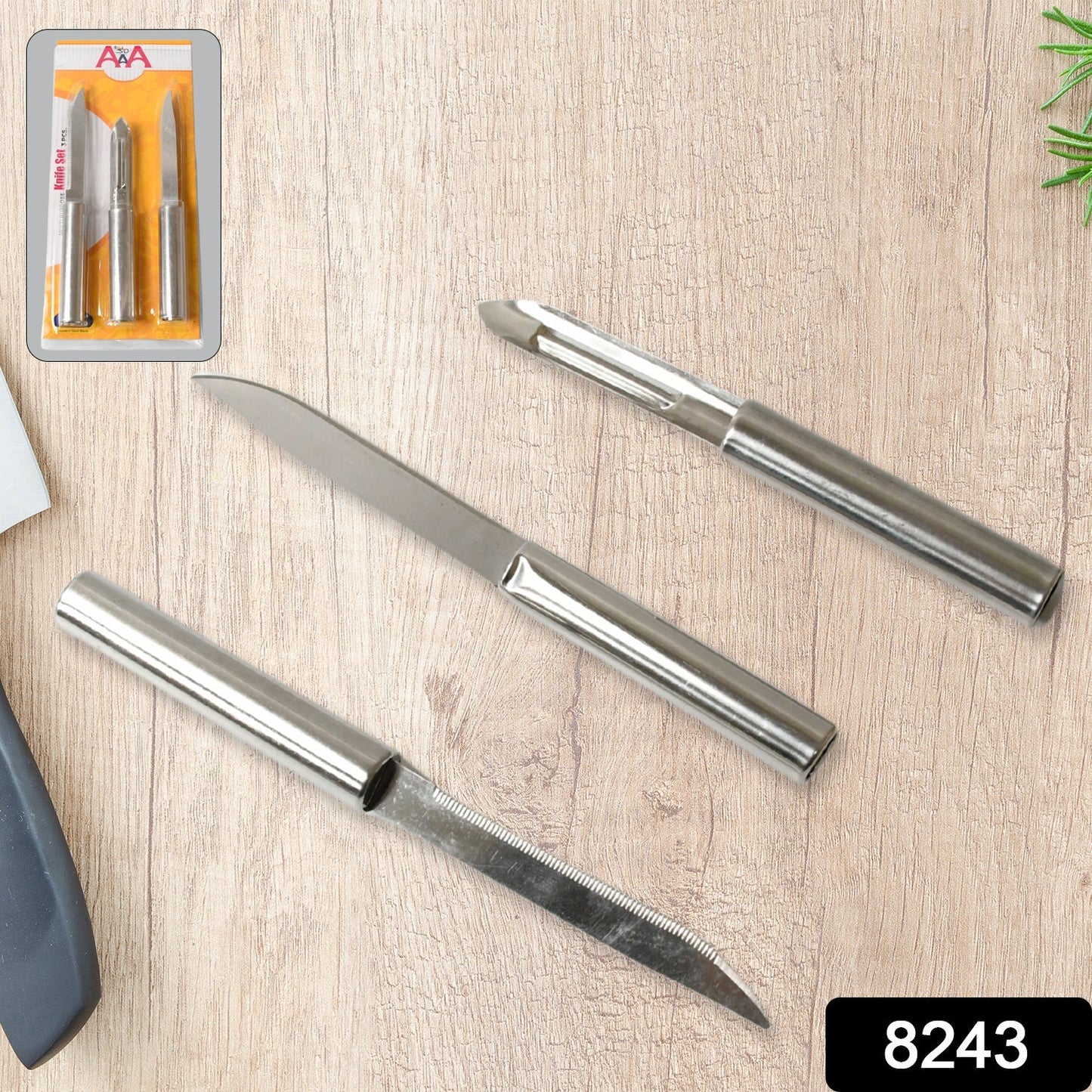 Stainless Steel Multipurpose Sharp Cutting Knife for Fruit Meat Vegetables 3 Pc signaturekarts