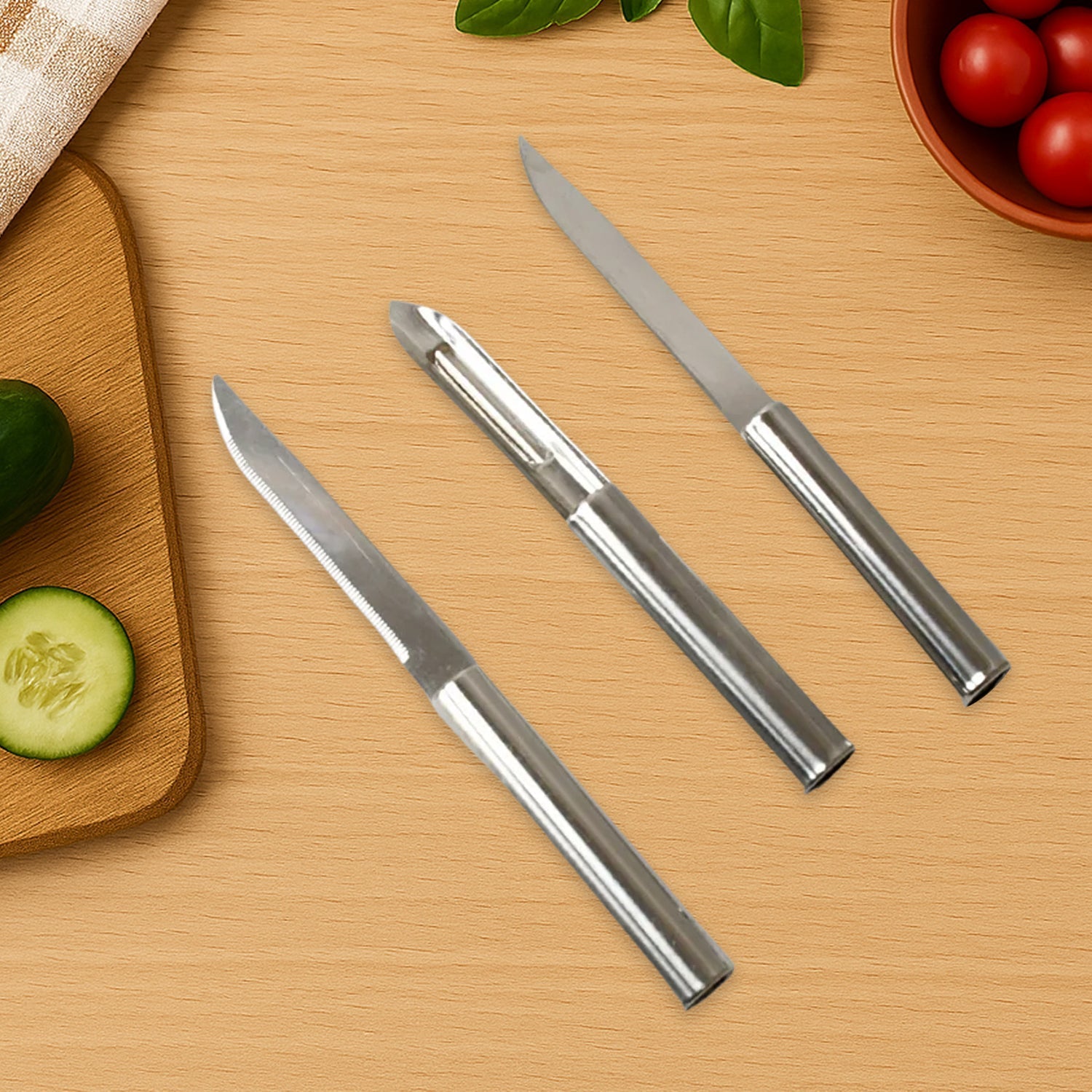 Stainless Steel Multipurpose Sharp Cutting Knife for Fruit Meat Vegetables 3 Pc signaturekarts