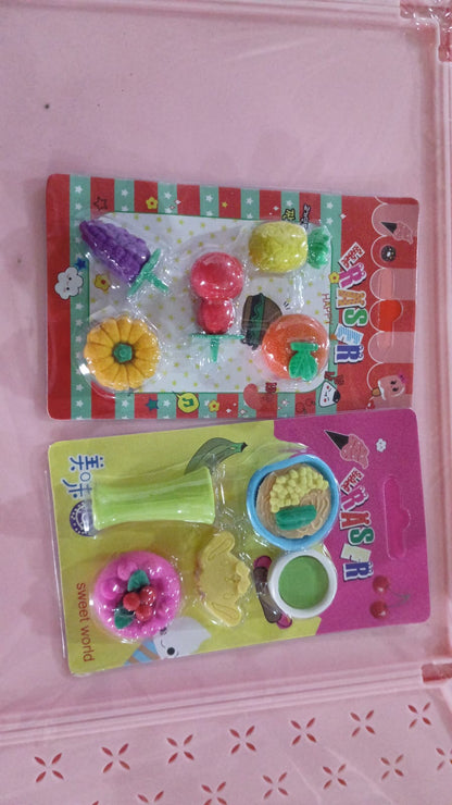 3D Mix Design Fancy & Stylish Colorful Erasers (1 Set) signaturekarts