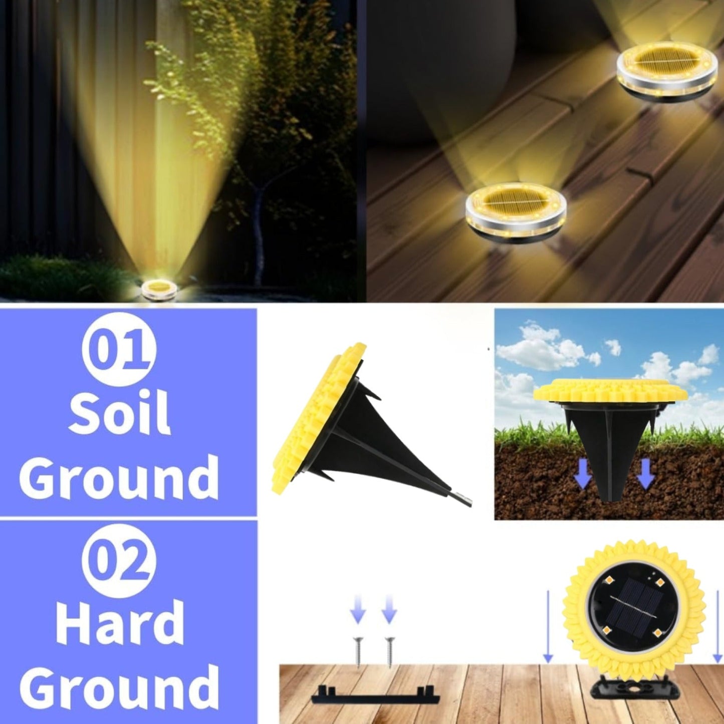 4 Pack Solar Ground Lights signaturekarts
