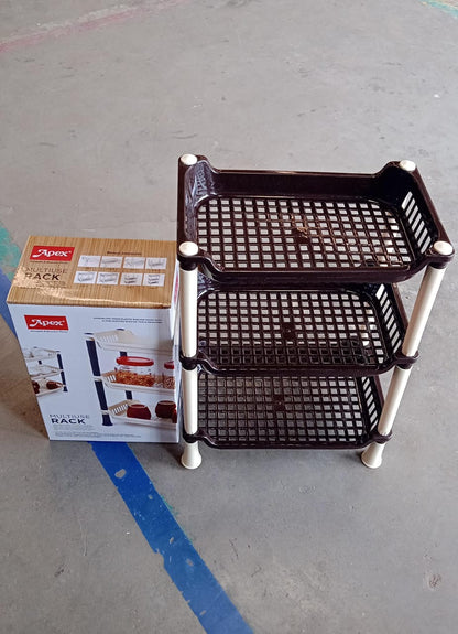 Apex Small Multiuse Plastic Storage Rack Organizer 3-Tier Signature kart