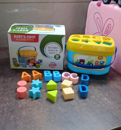 Baby First Block Set Kids Non-Toxic Abcd Geometric Shape Sorting & Stacking (1 Set) Signaturekarts