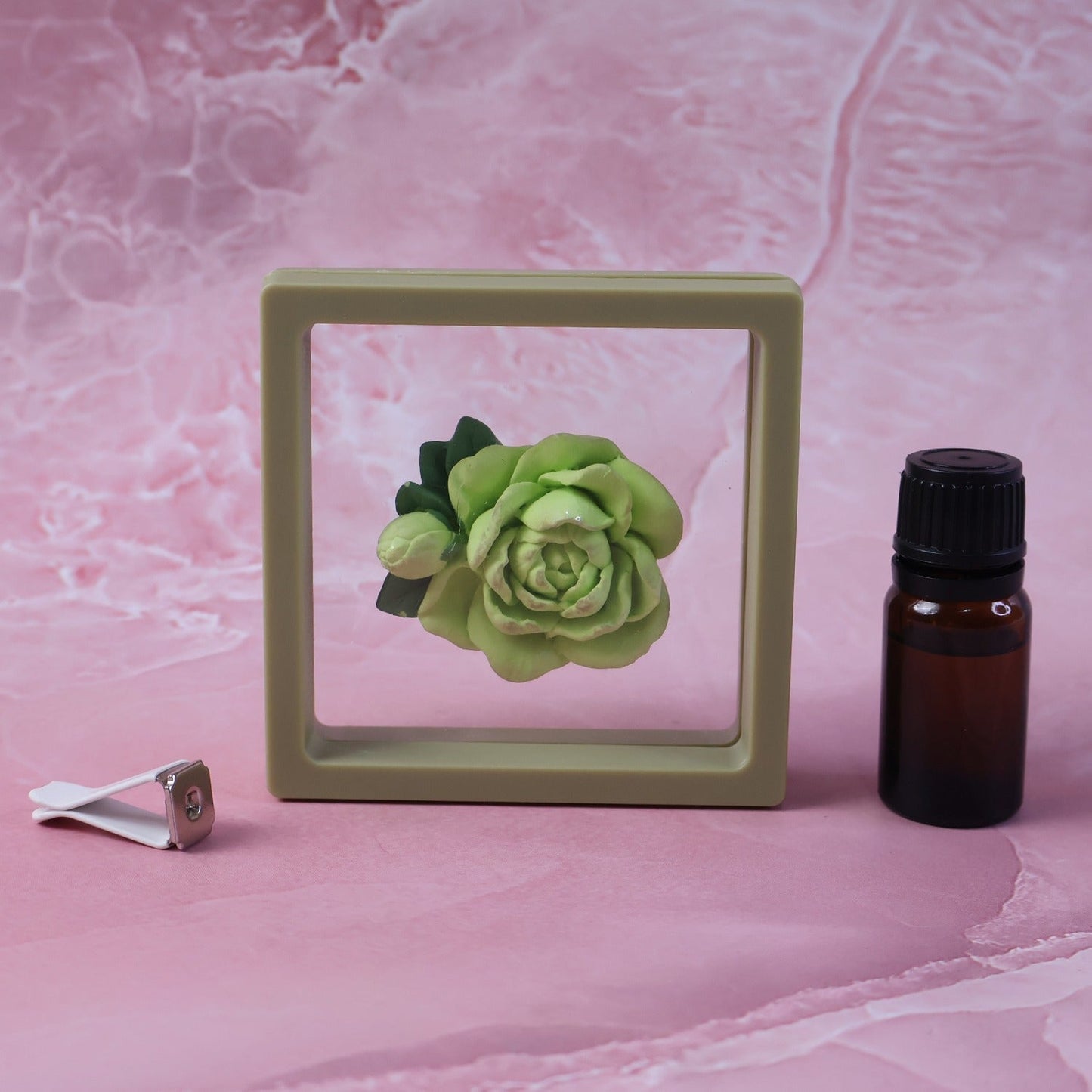 Rose Flower Car Air Freshener Clip for AC Vent with Perfume Bottle 10ML (1 Pc) signaturekarts