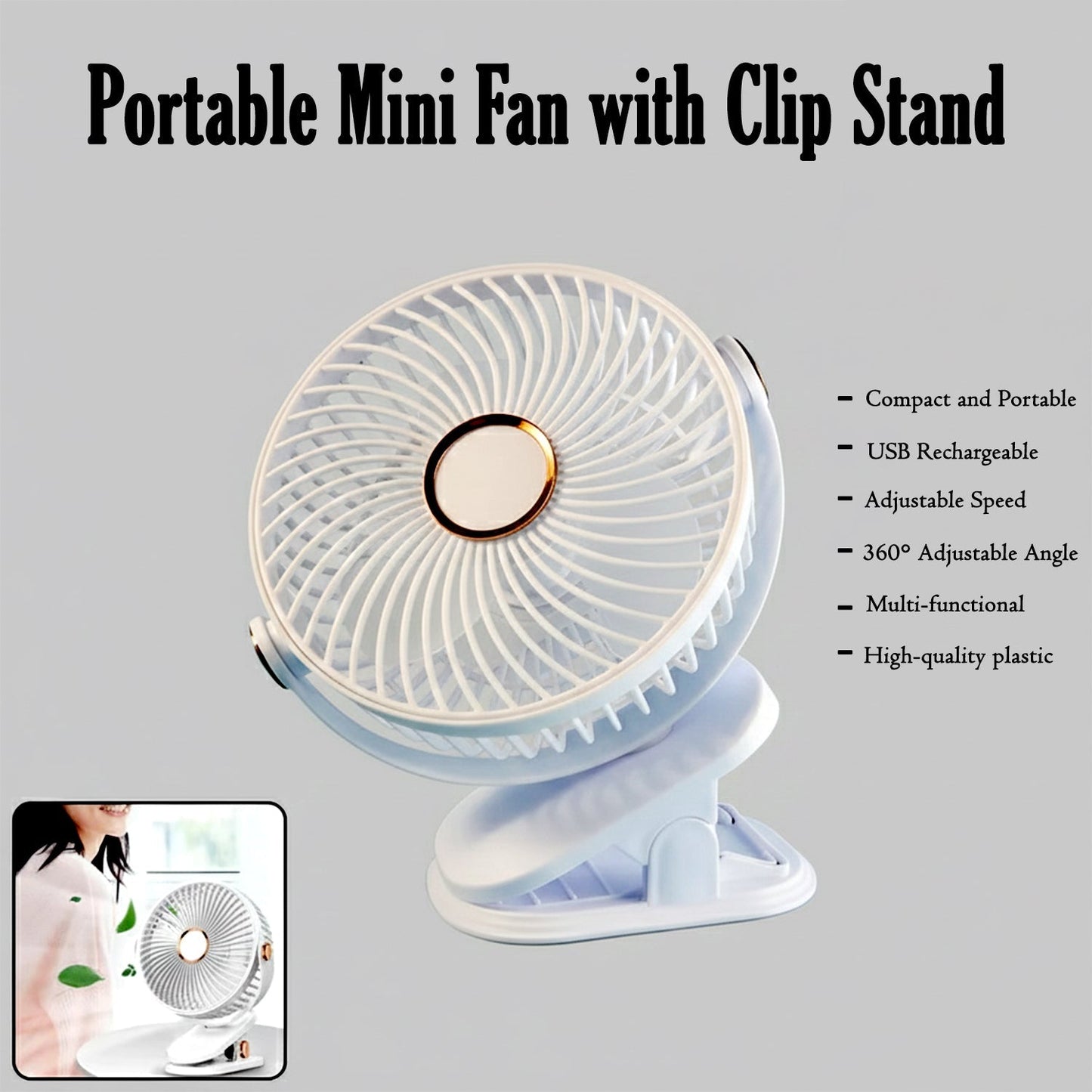 Portable Mini Fan with Clip Stand (1 Pc) The Morsignaturekarts